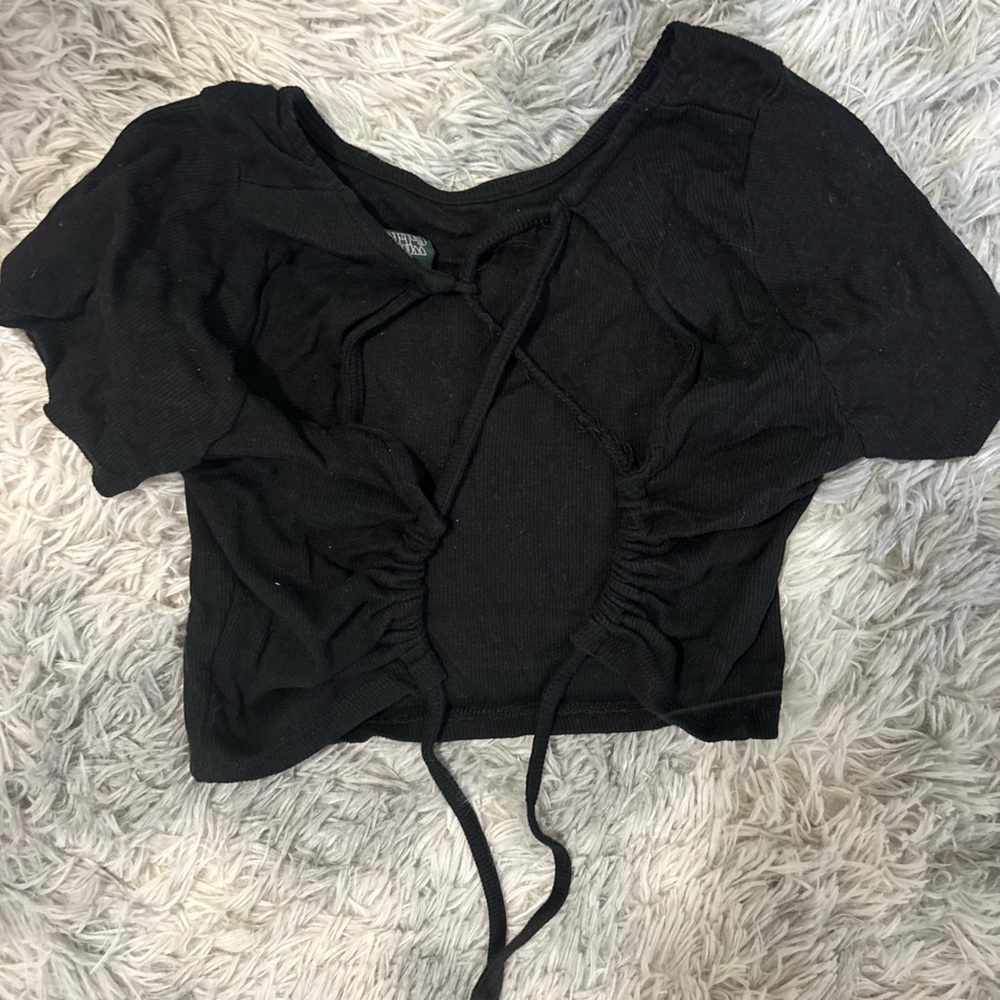 Black Open Back Crop Top